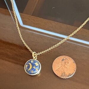 Gold and Blue Moon Pendant Necklace (lapislázuli) gold vermeil 20-24 inch length